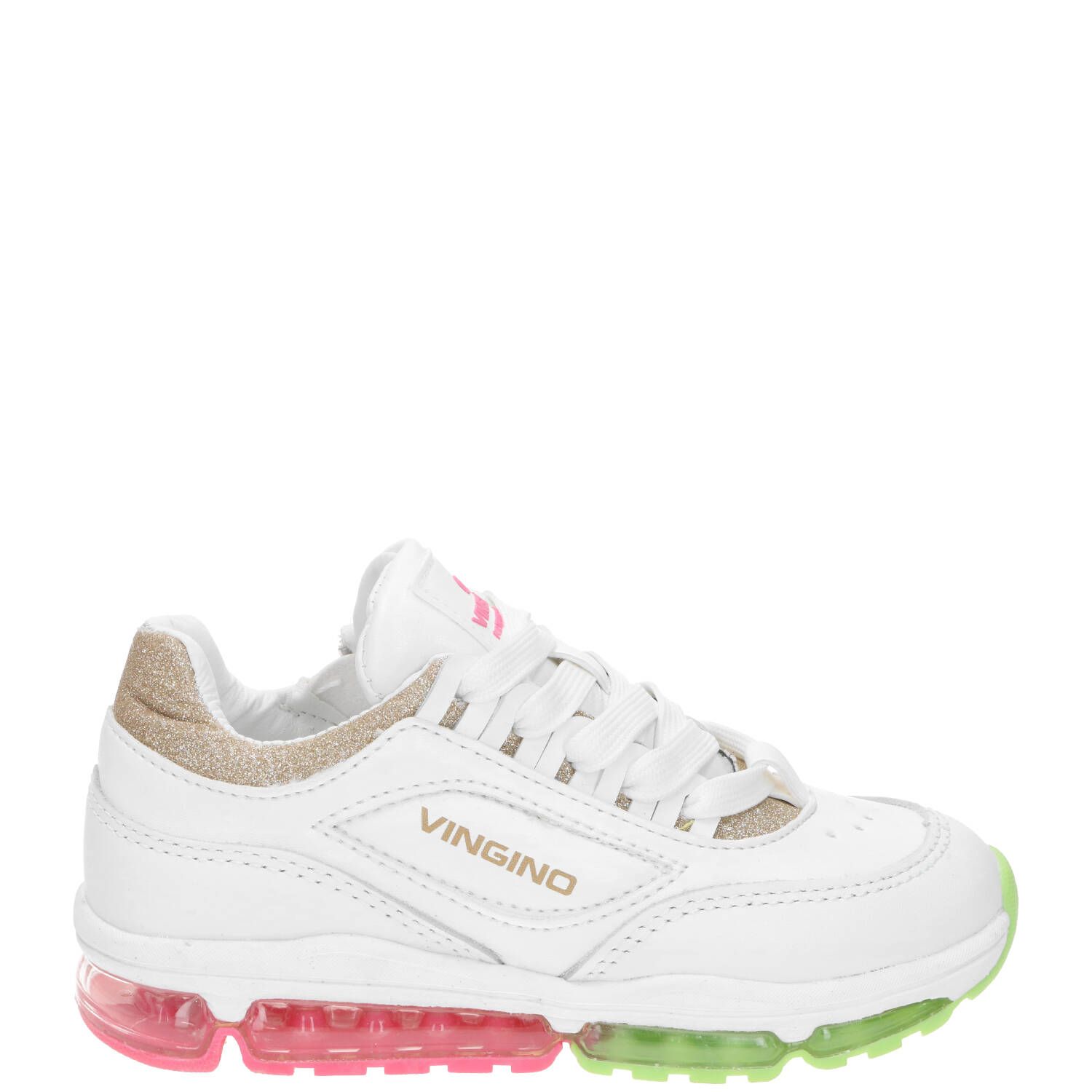 Vingino Fenna II leren sneakers met glitters wit/goud online kopen